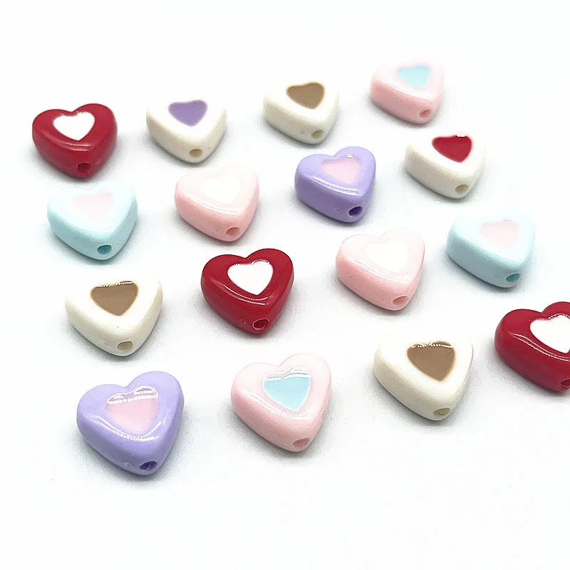 

15pcs/lot 15mm Oil Drip Peach Heart Beads Acrylic Loose Spacer Beads for Jewelry Making DIY Handmade Bracelets Accessories