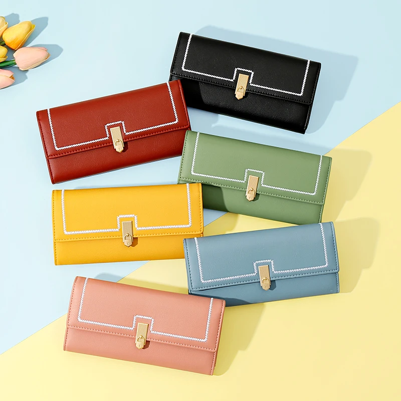 

Wallets For Women Coin Purses Hasp Clutch Bags Simple Fashion Long Section Card Pack Pretty Ins Mini Personality Cute Wallet