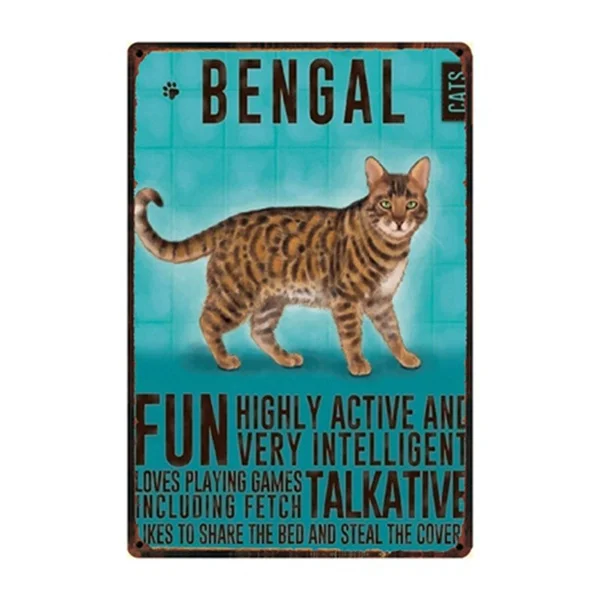 

Bengal Cat Metal Sign Tin Poster Home Decor Bar Wall Art Painting