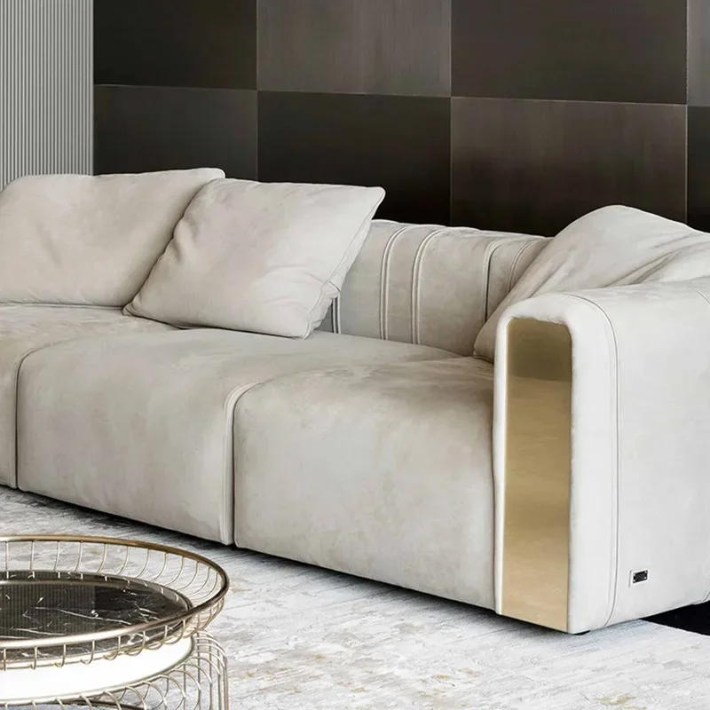Итальянisch-Stil Licht Luxus Rugiano Neue Hong Kong-Stil Stoff Modell Zimmer Post-Moderne Villa Angepasst Metall диван