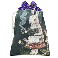 tarot card storage bag jewelry pouch with rabbit mushroom pattern novel tarot rune bags dice bag for jewelry wedding candy