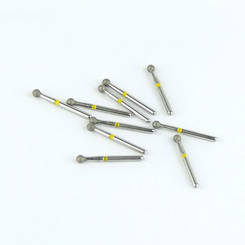

10pcs Dental Burs Diamond FG for Drill 001-023EF Round Type Burs BR-26EF Yellow Rings Extra Fine Dental Tools Dentistry Equiment