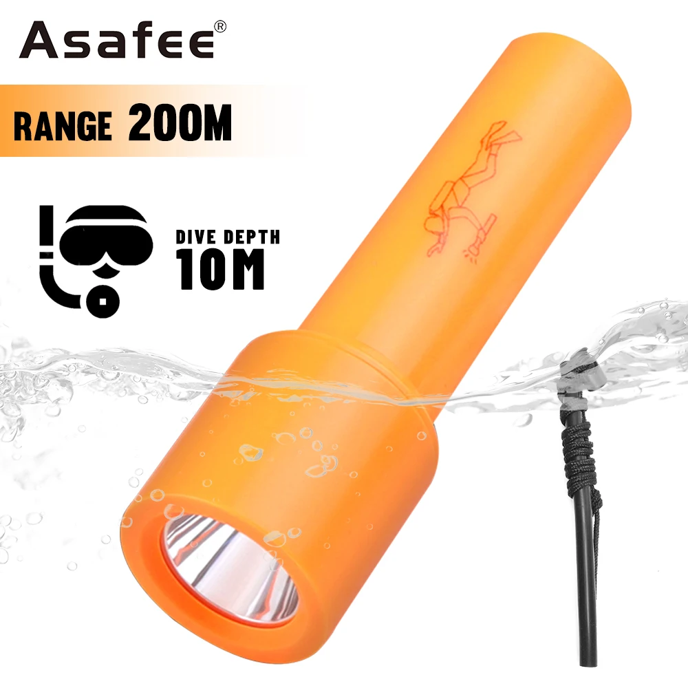 

Фонарик для подводного плавания Asafee D115, 10 м, водостойкий IPX8