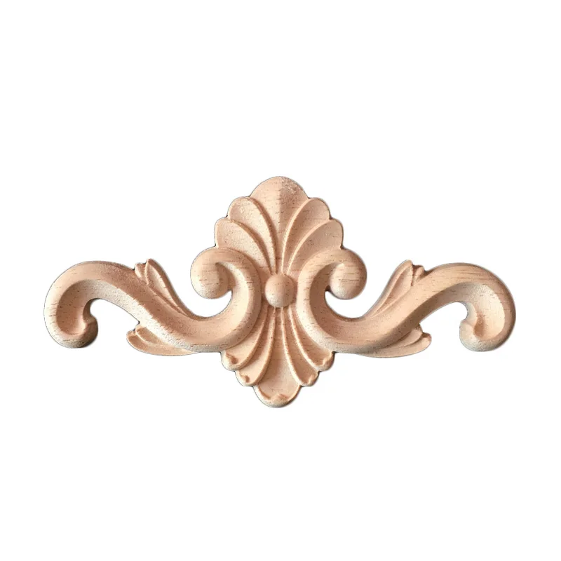 12cm Wood Applique Decor Vintage Home Garden Decoration Maison Accessories Carved Flower Decoracion Hogar Wooden Figurines