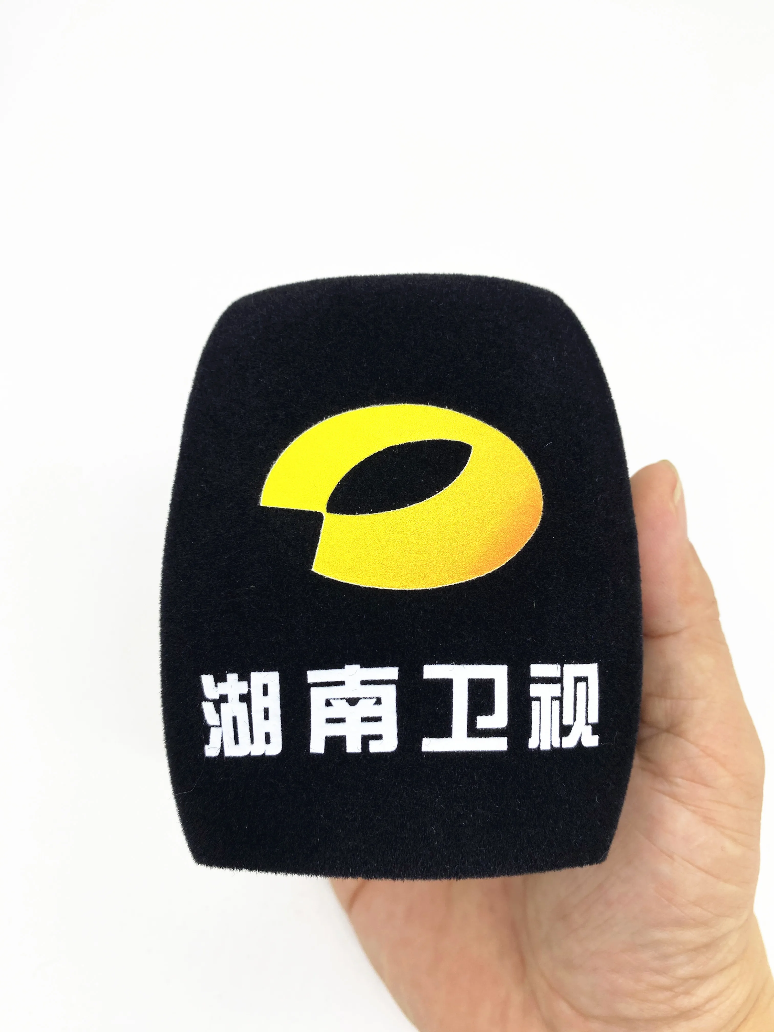 Triangle Flocking Microphone Sponge Printing Covers Customized Mic Windscreens Logo Foam For TV Stations Reporters Interview