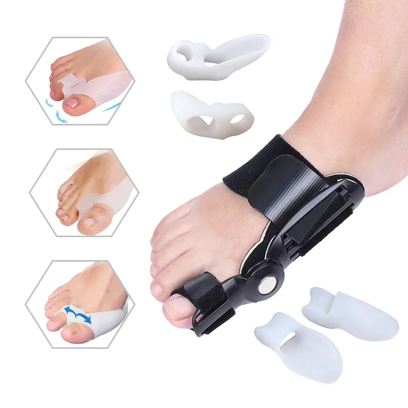 

2Pair Finger Toe Separator Bunion Hallux Valgus Corrector Thumb Correction Straightener Orthopedic Splint Foot Care Tool