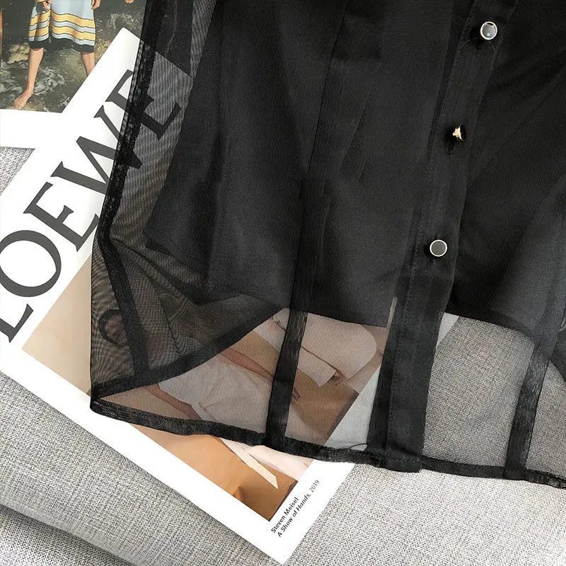 Летние блузы для женщин топовые холгады прозрачные рубашки манга из бургуаза в