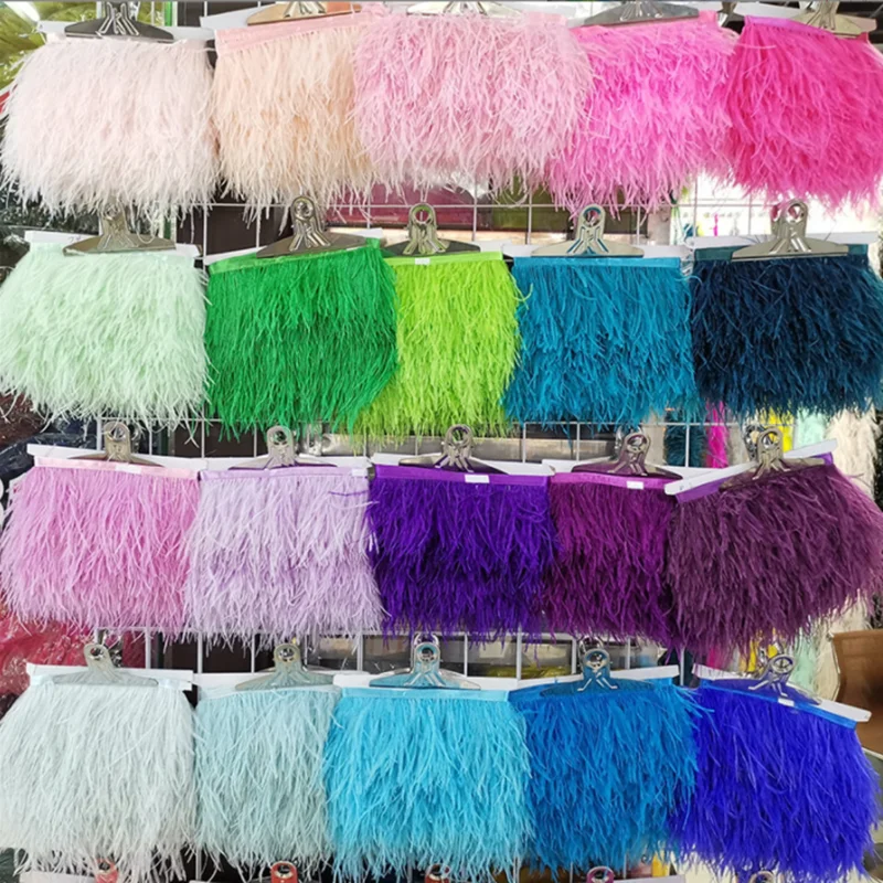 

10m Ostrich Feathers Plume Trims Fringe for Clothes DIY Evening Dress Needlework Jewelry Wedding Decor Accessories Handicrafts