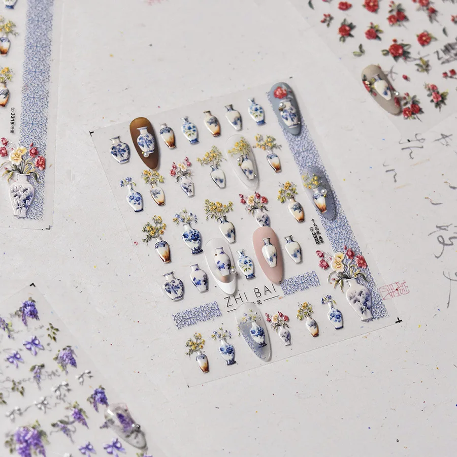 Ваза в китайском стиле Глициния камелии Высококачественные наклейки для дизайна