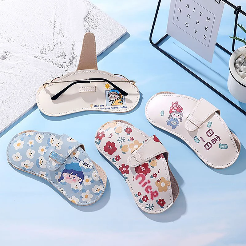 

1Pc Cute Cartoon Ultra-thin Girl Glasses Case Simplicity Snap Glasses Case PU Leather Eye Glasses Container Storage Box