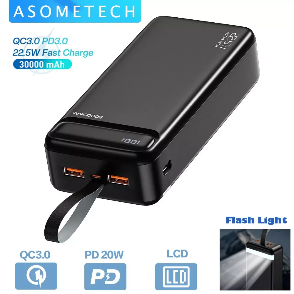

NEW Power Bank 30000mAh QC PD Fast Charging Powerbank 30000 mAh Portable Charger Poverbank External Battery For iPhone 13 12