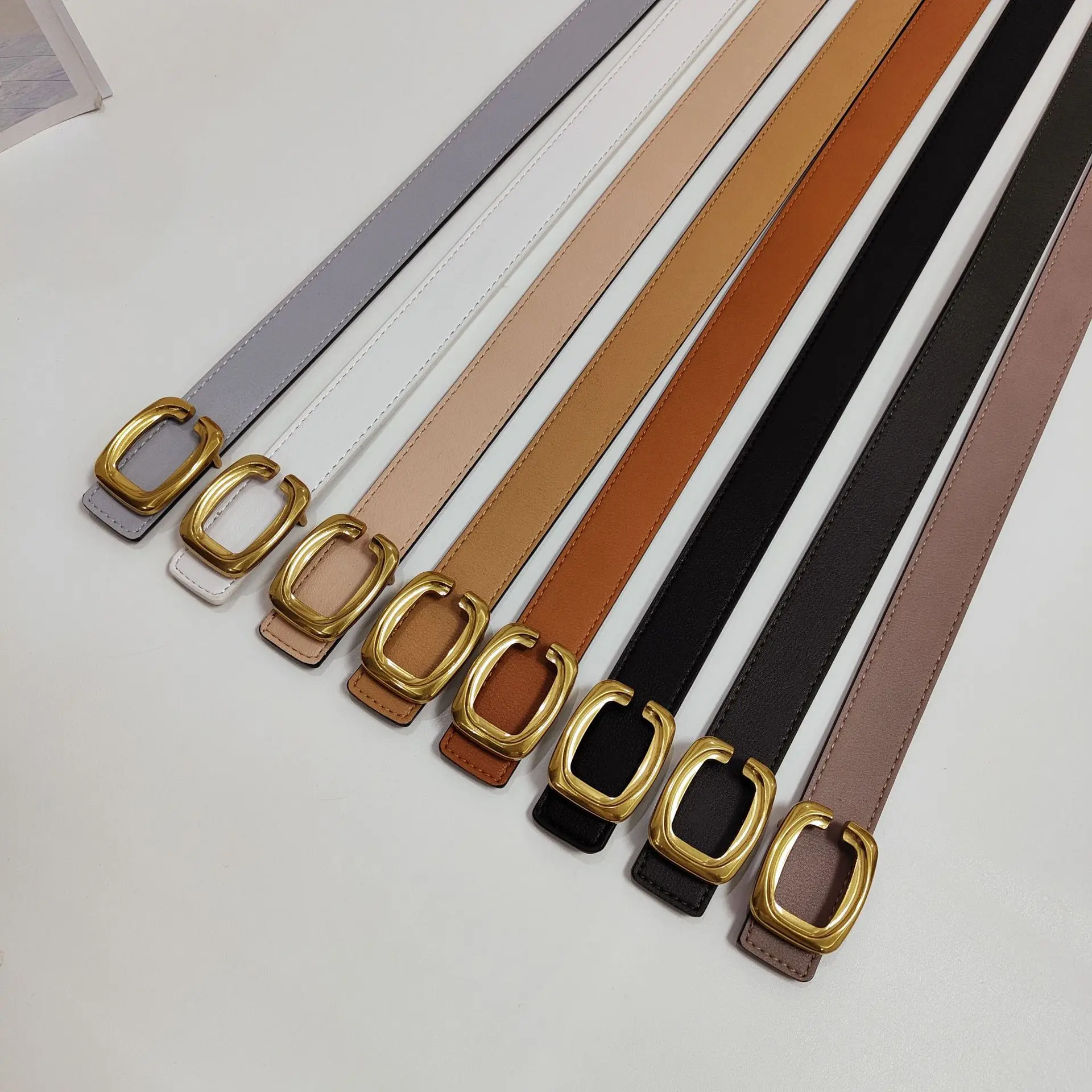 

New Fashion Women's Genuine Leather Belt Luxury Gold U Buckle Belts Female Simple Wind Jeans Belt All-match Belt for Woman