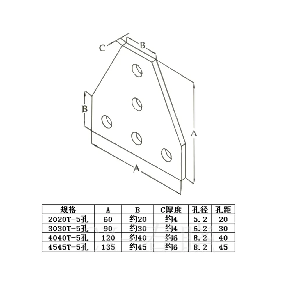 Алюминиевый материал Соединительная пластина Угловой угловой кронштейн полоса
