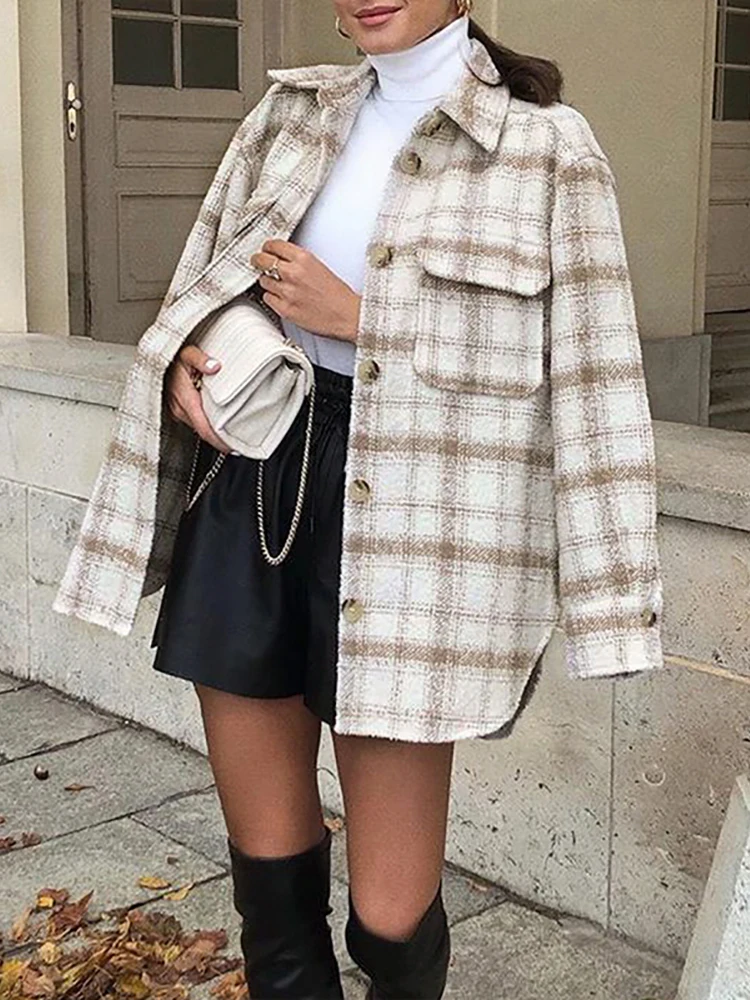 

Vintage Women Soft Tweed Jacket 2021 Spring-Autumn Fashion Ladies Elegant Loose Jackets Streetwear Girls Oversize Outwear