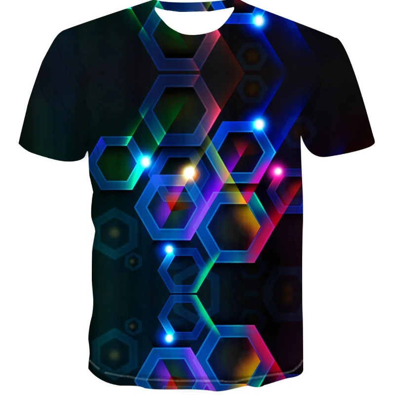 

3d новая простая модная цветная геометрическая форма психоделический Креативный дизайн футболка для мужчин универсальный крутой уникальны...