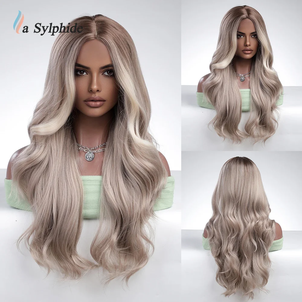Парик серого и белого цвета La silphide, длинные волнистые синтетические парики хорошего качества для ежедневвечерние, натуральные высокотемпературные волосы