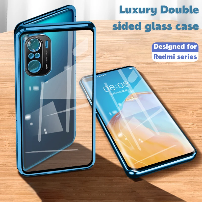 

Double Sided Glass Case For Xiaomi 11T Pro Redmi Note 10 11 12 9A 9S 9C 9T 8T 8 8A 7 Poco X3 M3 Pro Metal Magnetic Phone Cover