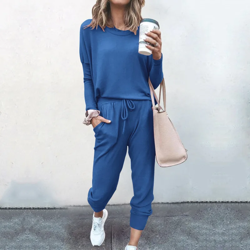 

Camiseta holgada de manga larga para mujer, de Color sólido, traje de primavera y otoño, dos planos, gran oferta