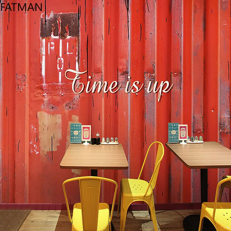 

FATMAN Custom Retro Nostalgic Metal Tin Container Mural Bar Gym 3D Industrial Style Decorative Background Wallpaper Dropship