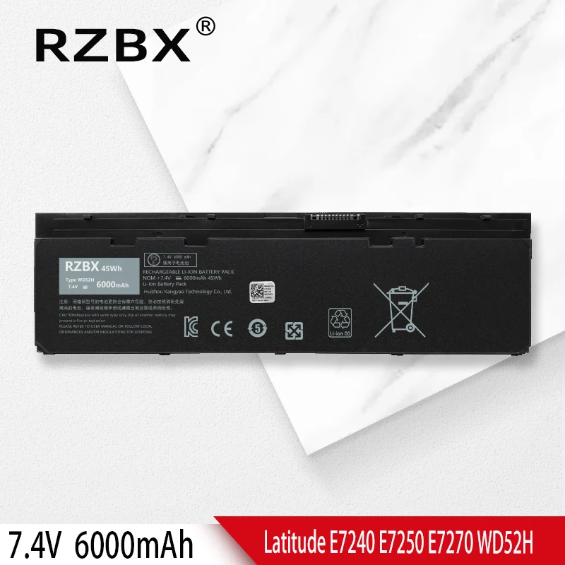 

Аккумулятор RZBX для ноутбука DELL Latitude 12 7,4 E7240 E7250 Series W57CV 0W57CV GVD76 VFV59 VPH5X F3G33 KWFFN, новый, WD52H, 7000 в, 45 Втч