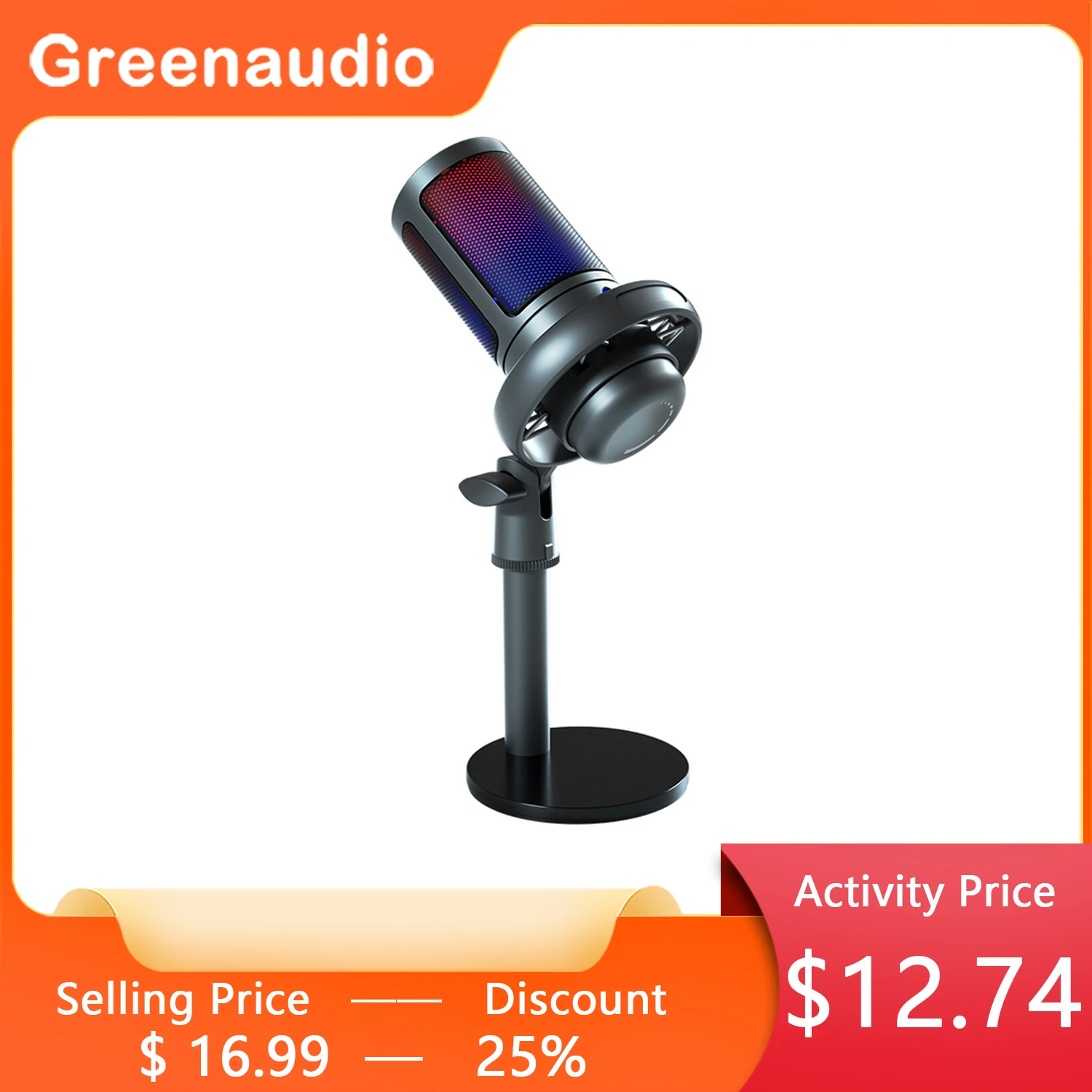 

GAM-ME6S game microphone RGB dazzling lighting USB computer K song recording mobile live streaming