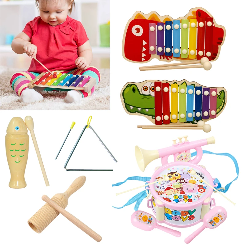 

Toddlers Early Education Castanet Sand Hammer Tambourine Kindergarten Orff Percussion Instrument Musical Toys for Baby 1pc