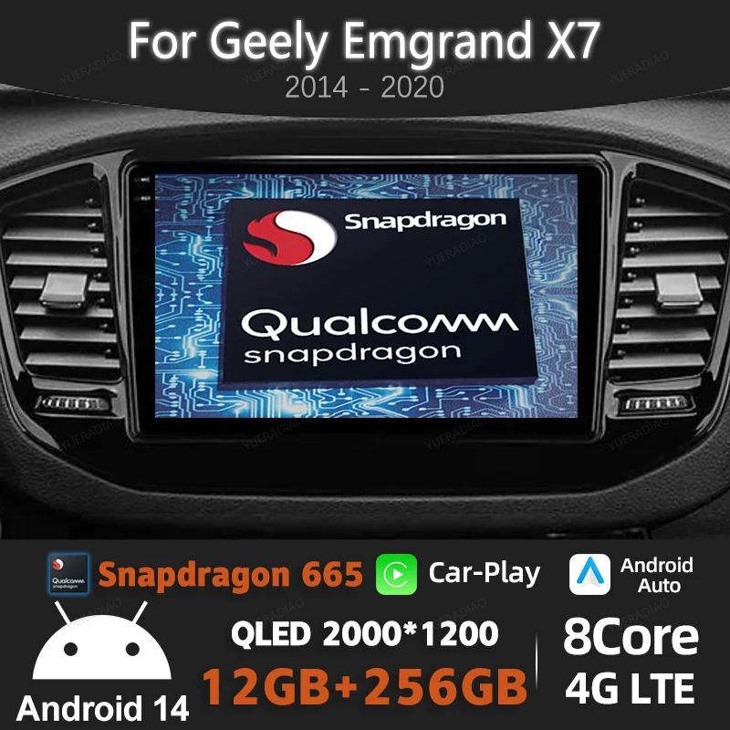 Автомобильный радиоприемник Android 14 для Geely Emgrand X7 Vision X6 Haoqing SUV 2014-2020 GPS NAVI