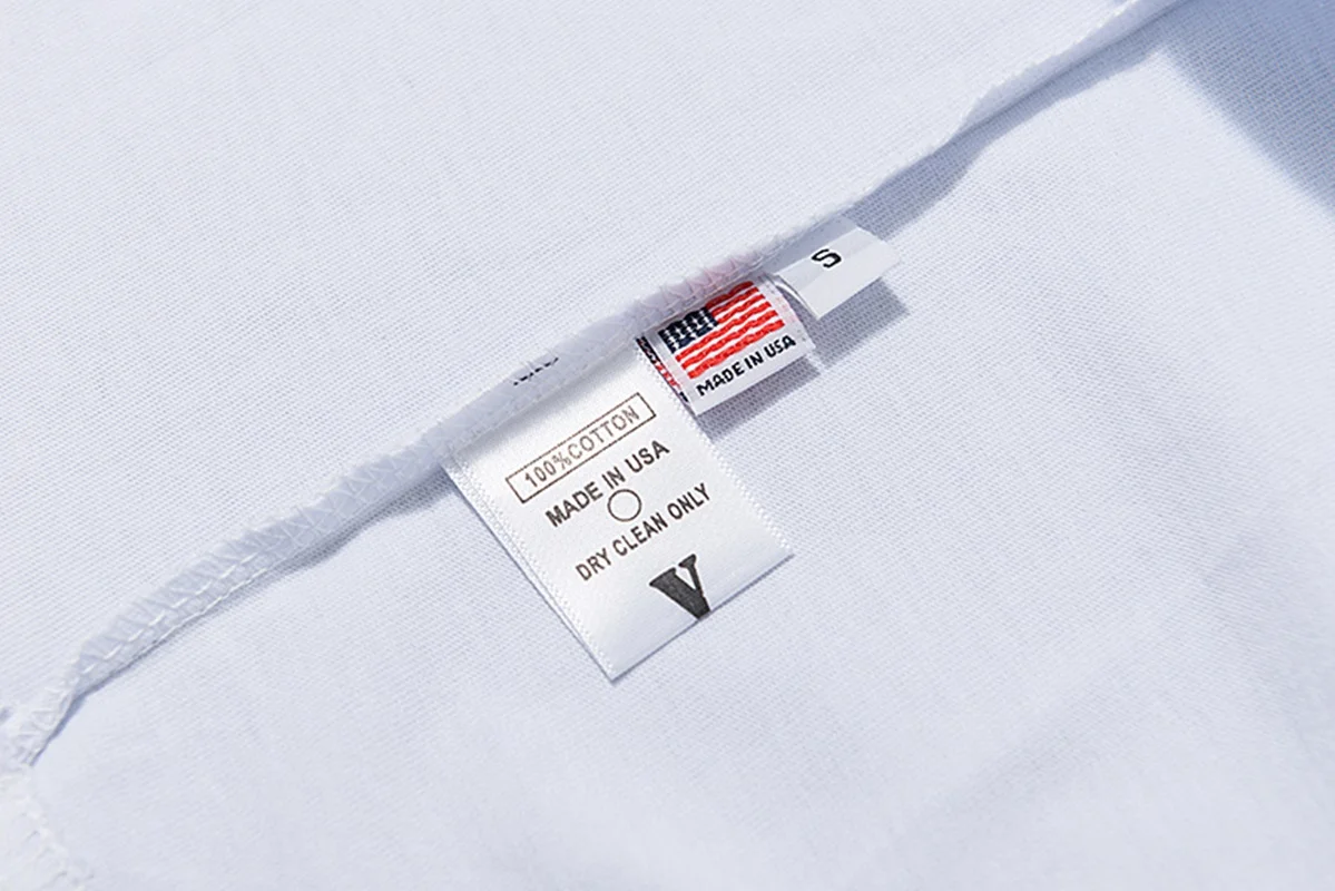 Фото Повседневная хлопковая свободная футболка Vlone 22ss с надписью, с V-образным вырезом и коротким рукавом, весна-лето №5