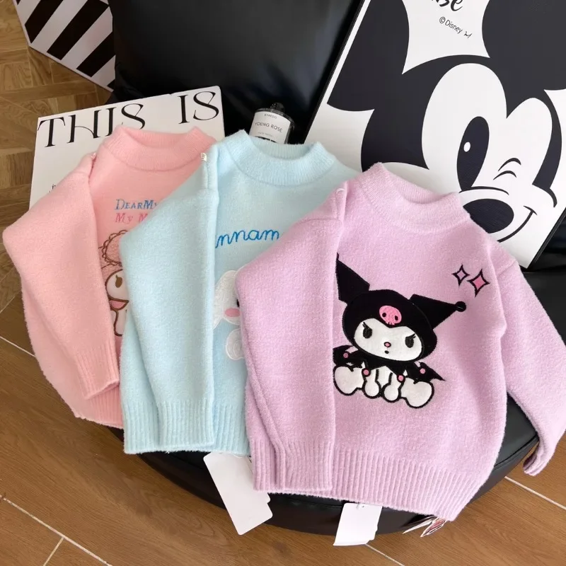 

Sanrios My Melody Anime Kawaii Children Unisex Sweater Thickened Autumn/Winter Cute Girls Knitted Sweater Christmas Gifts
