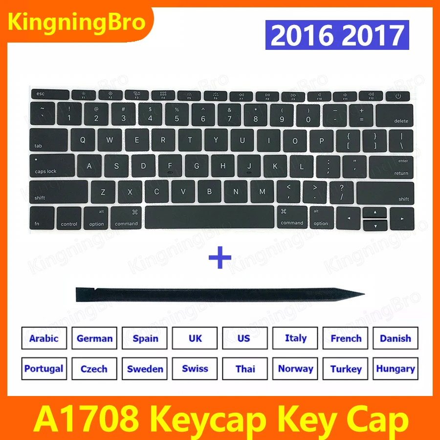 

New A1708 Keyboard Keys Keycaps For Macbook Pro Retina 13" Keycap UK US Spain French Hungary German Portuguese 2016 2017 Years