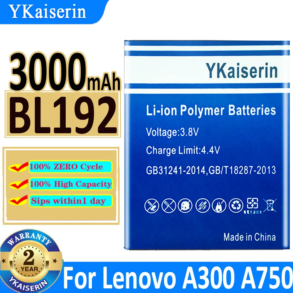 

3000mah YKaiserin Battery BL192 For Lenovo Lephone A300 A750 A590 A680 A529 A328T A338T A505E A388T A560 Replacement Bateria