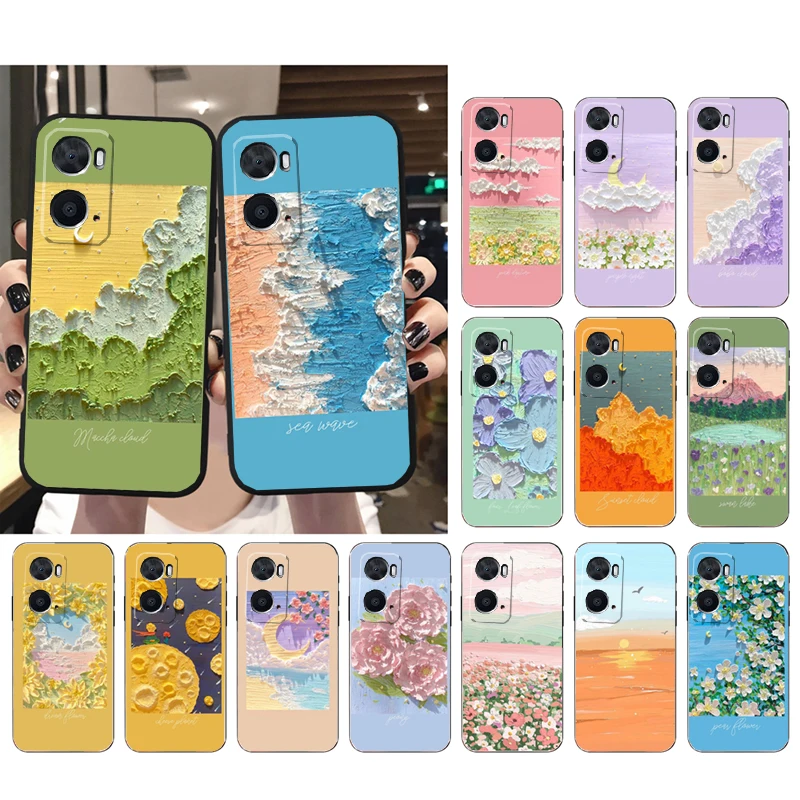 

Cute Drawing Flower Cloud Moon Phone Case for OPPO A96 A91 A54 A74 A94 A53S A15 A16 A17 Reno 2 2Z Reno 6 7 8 Case