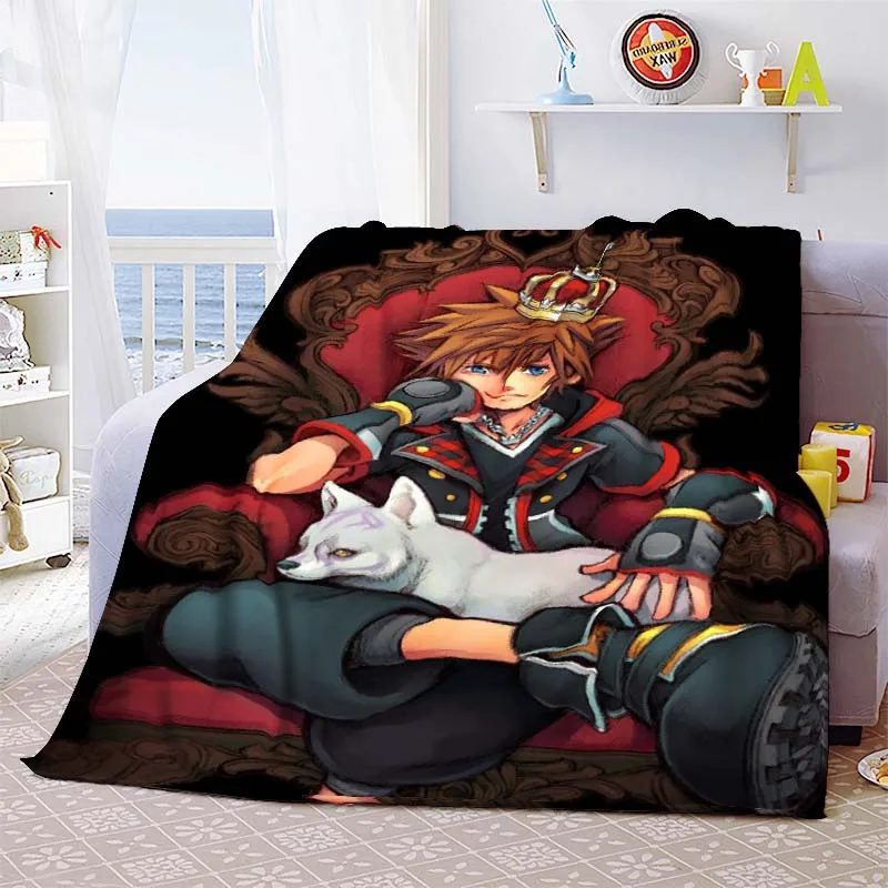 

Soft Throw Blanket Cartoon Printed Bedspread Sofa Couch Covers Travel Camping Blanket Children Adult Gift Anime Kingdom Hearts