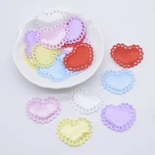 50Pcs 29*24mm Heart Cloth Padded Applique for Wedding Clothes Sewing Supplies Patches DIY Star Frame Album Decor Accessories