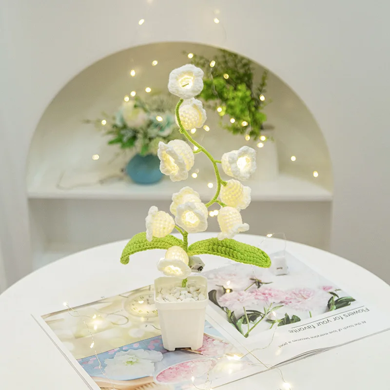 Светодиодный ночсветильник ручной работы в виде ландыри долины стеклянное