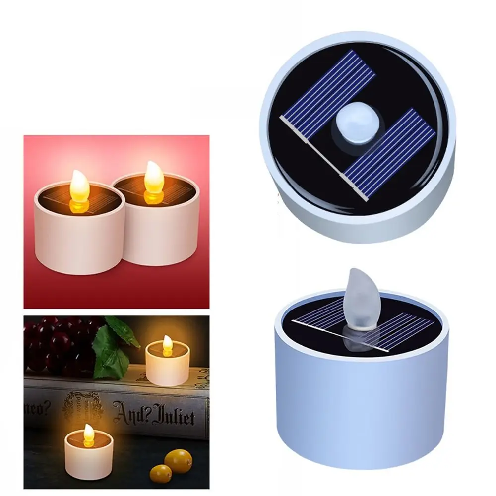 

2/4/6Pcs Outdoor Supplies Party Decoration Electronic Warm White Solar Power Flameless Lights Tea Lights LED Candles