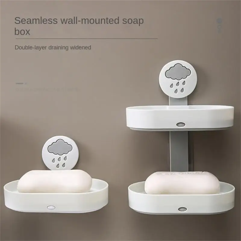 

Strong And Durable Soap Box Double-layer Drainage Creative Idea Non-slip Soap Dish Punch-free Installation Design Of Drain Hole