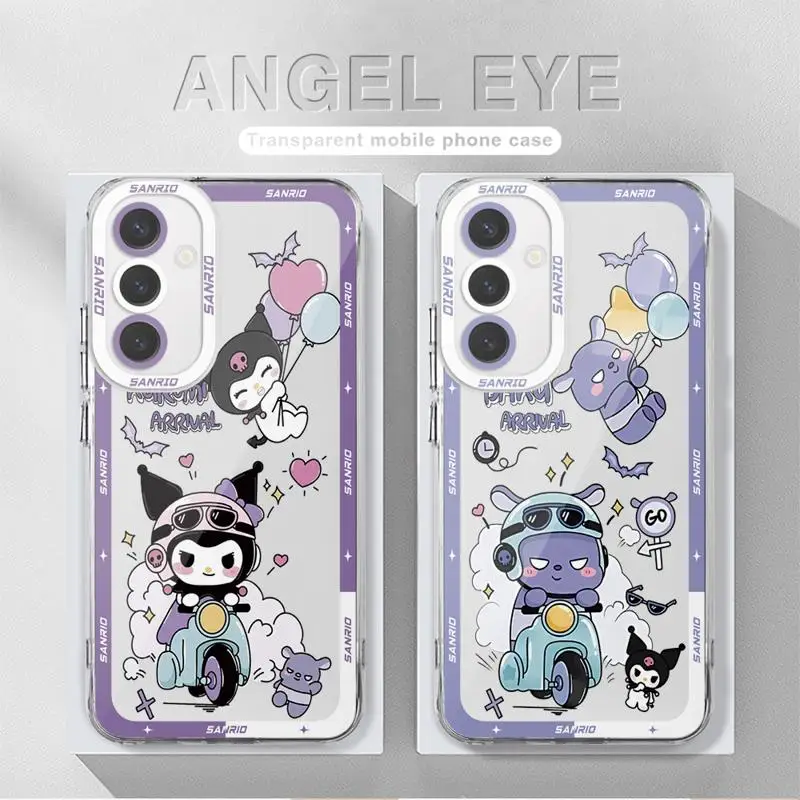 Милый чехол для телефона Kuromi Sanrio Samsung Galaxy A14 A13 A15 A23 4G A34 A33 A53 A25 A24 A54 A73 A35 A55 блестящий