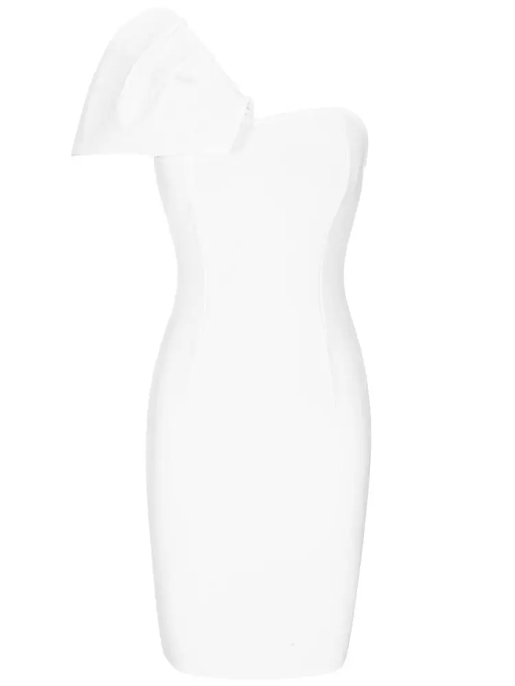 Бандажное платье женское летнее Мини-Платье с открытым плечом белое элегантное