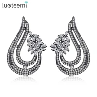 luoteemi fashion aaa cubic zircon flower shape stud earrings for women birthday jewelry gift popular leaf wedding boucle oreille