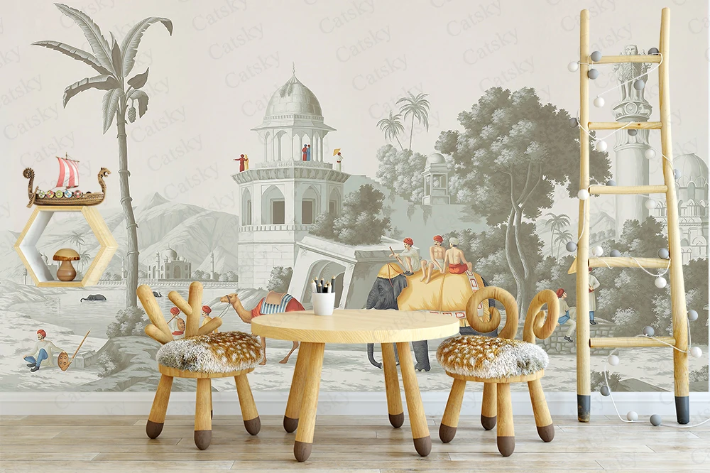 Индийский Слон раннее утро Животные наклейки на стену детская комната потолок