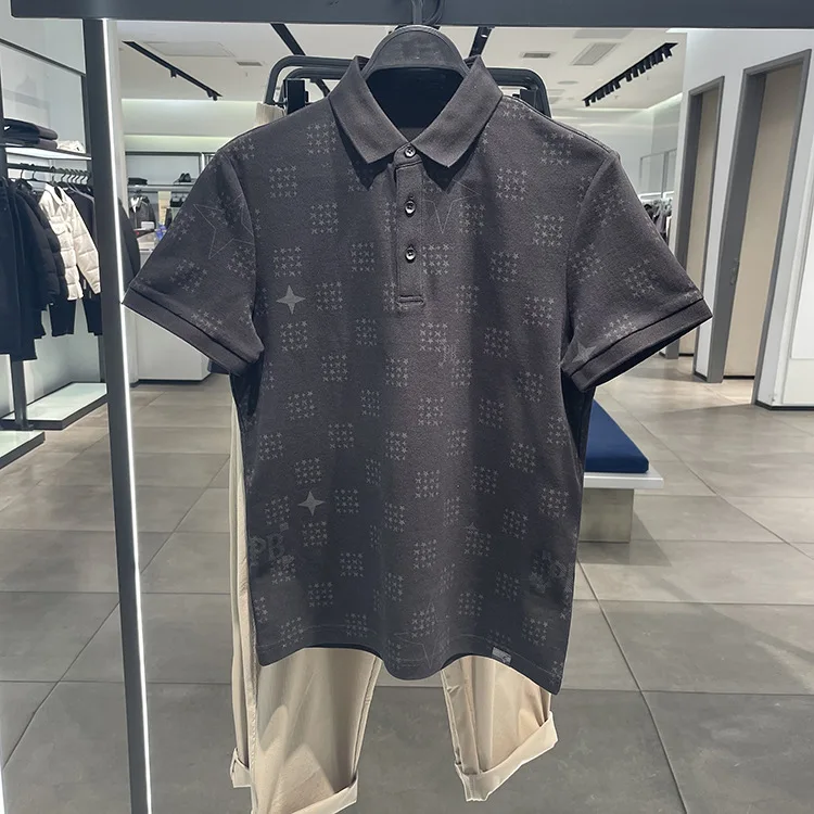 Niaojia Element 2024 Summer New Polo Shirt Short Sleeved T-shirt Fashion Brand Korean Sle Black High end Casual Print T-shi...