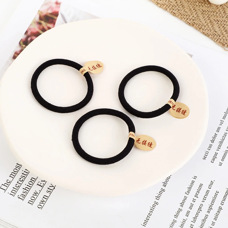 

10Pcs Simple High Elastic Rubber Band Hair Ring Adult Hair Tie Seamless Black Thickened Rubber Band Hair Accessories