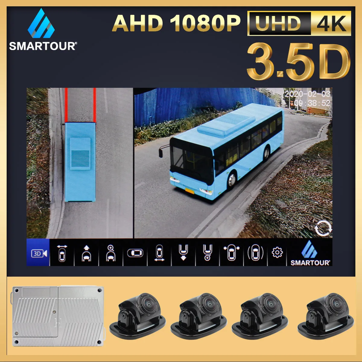

1080P HD 360 Bird View Surround View Vehicle 4 Ch DVR Camera System Kit For Bus/School Bus/Truck/Semi-Trailer/Box Truck/RV