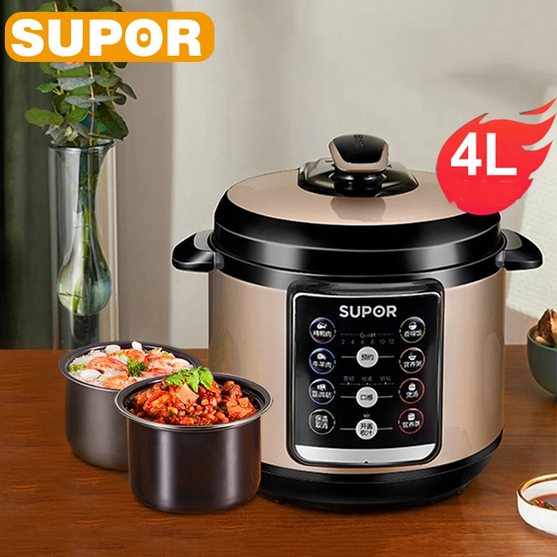 

SUPOR 4L Electric Pressure Cooker Large Capacity Multifunctional Rice Cooker Double Liner Kitchen Appliances For 2-8 People