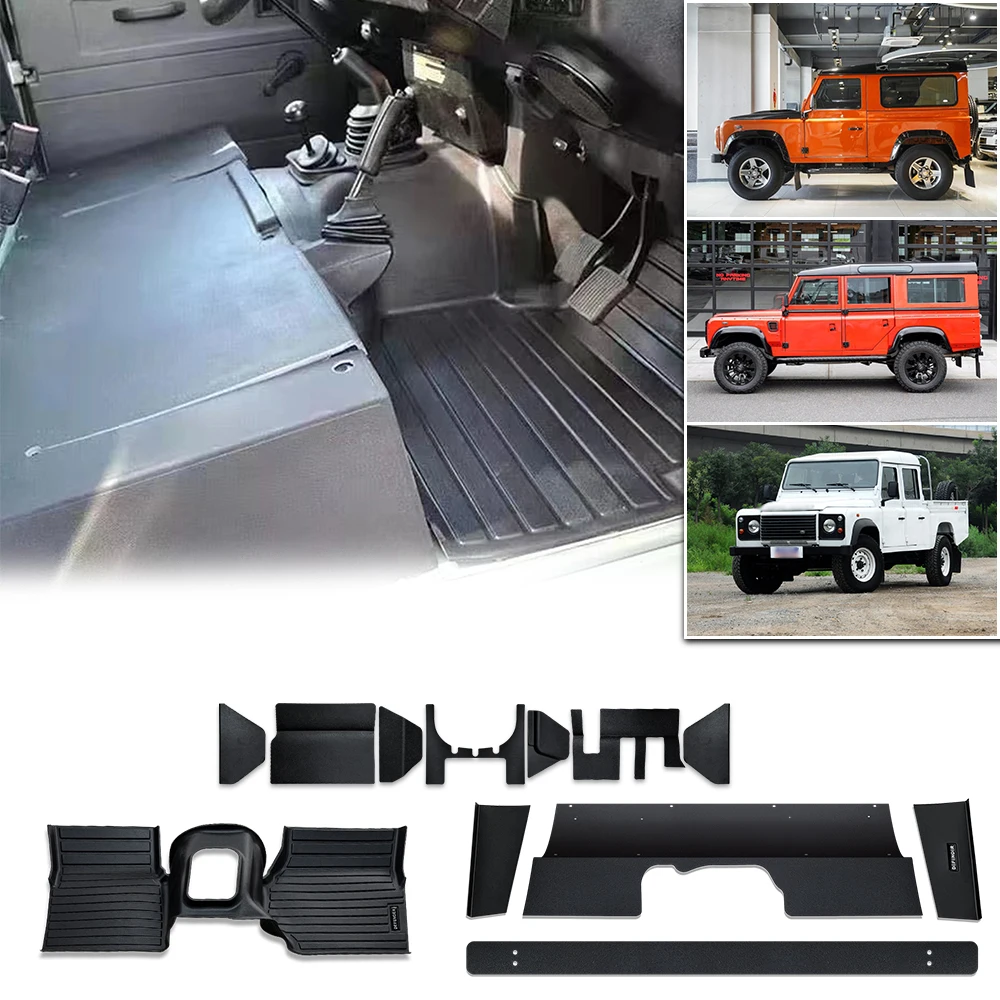 

New 100% Car Mats With Center Console Mat For Land Rover Defender Insole Floor Mat 300 Tdi Td5 Car Interior Parts