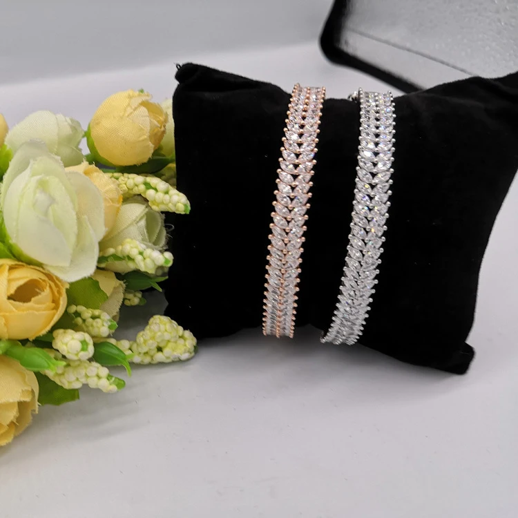 Браслет с фианитами для мужчин и женщин ювелирные изделия серебристо-золотистый