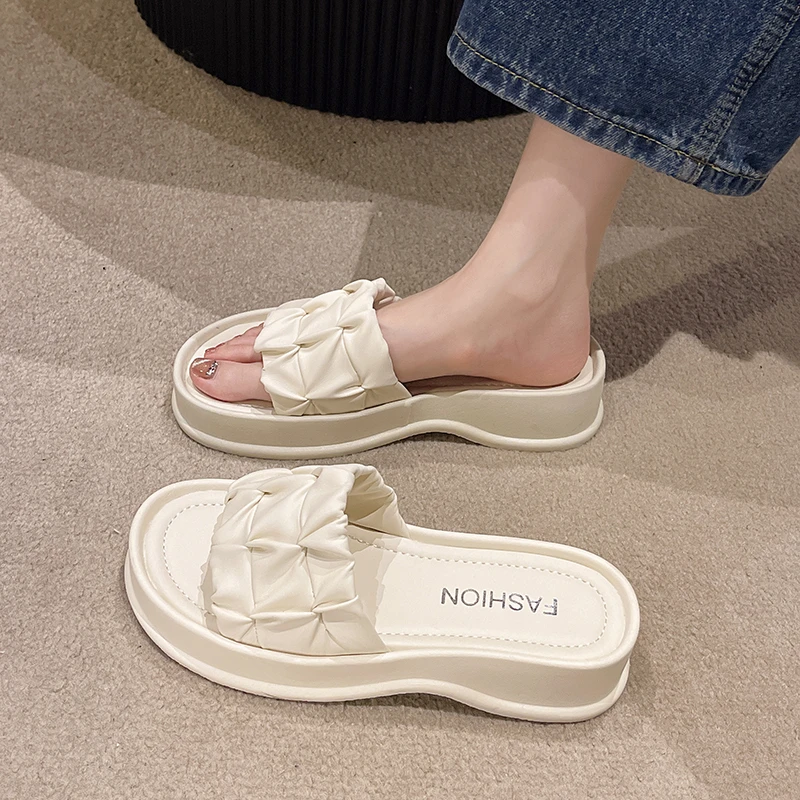 

Beach Shoes Slippers Flat Rubber Flip Flops Med Slides Slipers Women Fashion Platform Sabot Summer Hawaiian 2023 Luxury PU