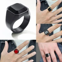 4 colors 17mm mens stainless steel ring inlay red black stone ring wedding band jewelry size 7 12 dropshipping
