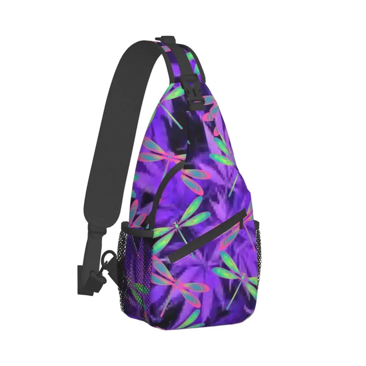 

Dragonfly Print Chest Bags Male Colorful Animal Trekking Shoulder Bag Streetwear Print Small Bag University Fishing Sling Bags